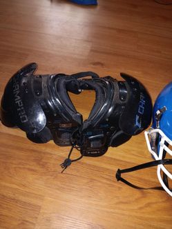 Kids football shoulder pad and helmet