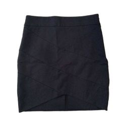 Express Women's Size 10 Black Criss Cross Detail Mini Length Pencil Skirt EUC