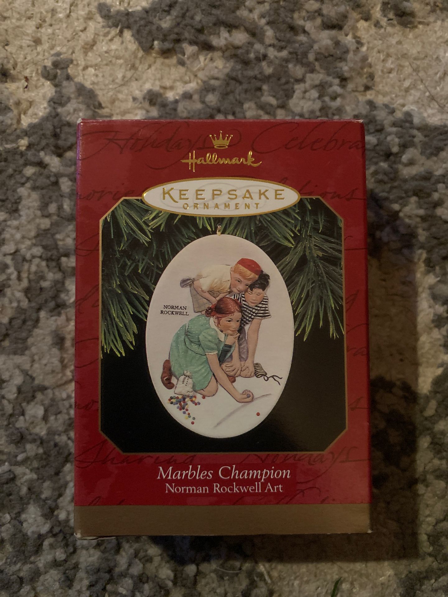 1997 Vintage Hallmark Christmas Ornament - Norman Rockwell Marbles Champion