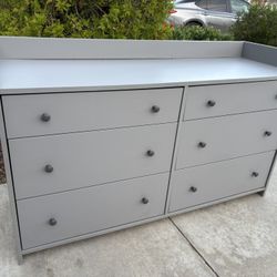 Gray Modern 6 Drawer Dresser Chest of Drawers Furniture Good Condition 
