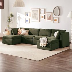 1685  Oversized Modular Sectional Sofa with Fully Removable Covers and Storage, Convertible U, L-Shaped and Sleeper Sectional, Modern Couches with Ott