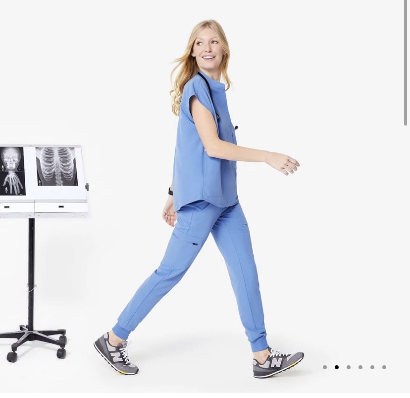 FIGS Zamora Scrub Pants - Graphite & Ceil Blue, XXS