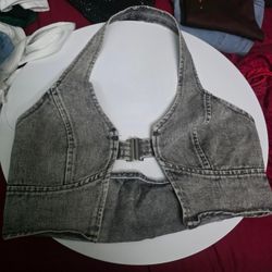 SHEIN gray denim halter crop top in a S #halter #denim