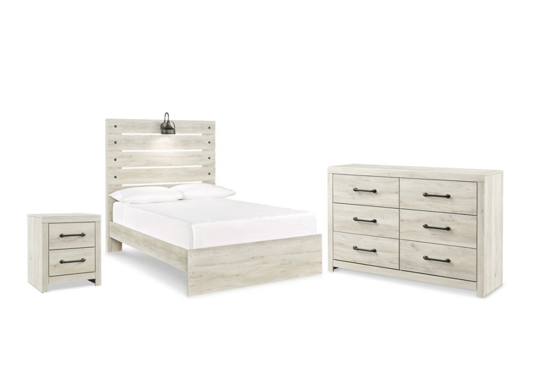 Bedroom Set Cambeck Full Panel Bed with Dresser and Nightstand Plus Adjustable Base Frame