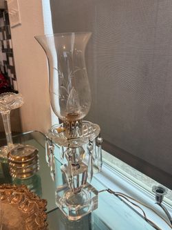 Crystal Hurricane Table Lamp with Prisms