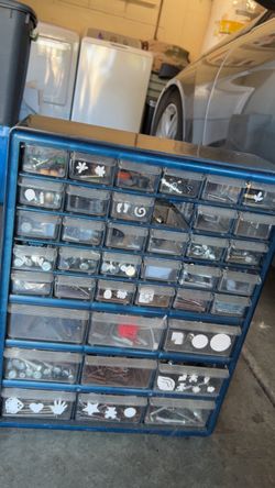 Blue Multi-Drawer Parts Organizer Cabinet
