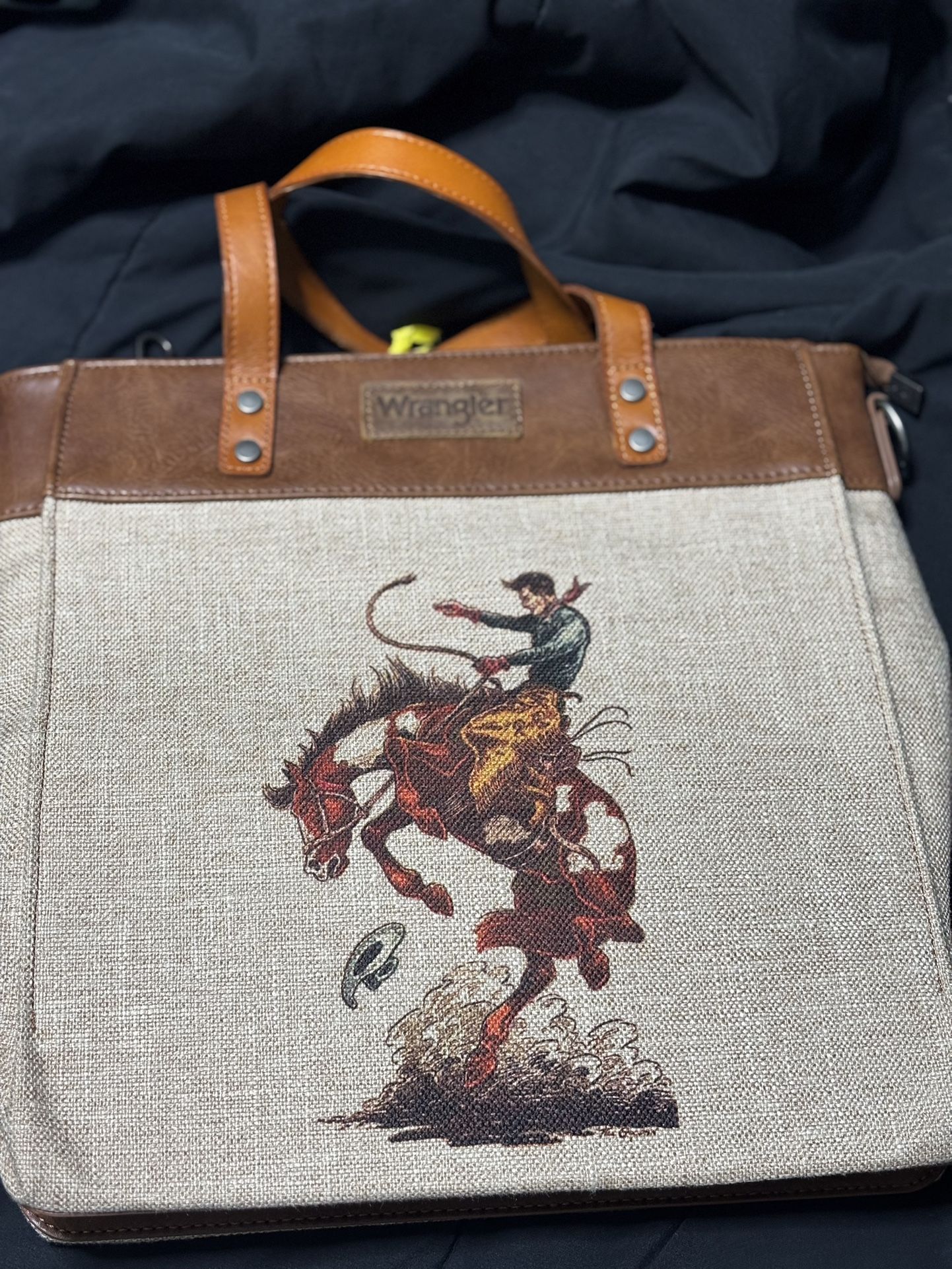 Purses Wrangler Art Print Canvas Tote WG54-8317TN