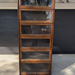 Tall 6-Section Oak Barrister Lawyers Bookcase Vintage