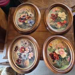 Set of 4 Framed Flower pictures 