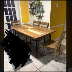 Modern Wood 4 Piece Chair And Kitchen Table 