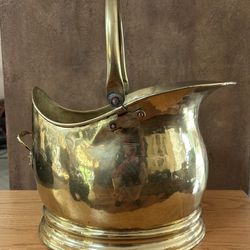 Antique Brass And Copper Fireplace Coal Bucket