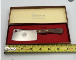 Vintage 7in. Burnco Cheese Cleaver Stainless Steel w/ wooden handle 