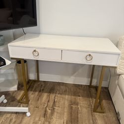 White and Gold Writing Desk