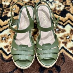 Green Wedge Sandals