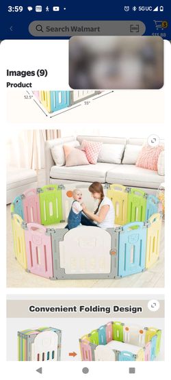 14 Panel Foldable Baby Playpen Kids Activity Center Safety Play Yard w/Lock Door colorful