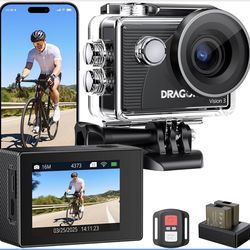 Dragon Touch 4K Action Camera - Vision 3 20MP Underwater Waterproof Camera with 4X Zoom 170°