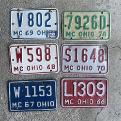 Old Motorcycle License Plates. 