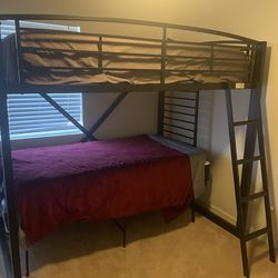 Loft bed full size with unattached twin under