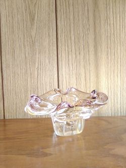Vintage Murano Pink / Clear Glass Cigar Ashtray