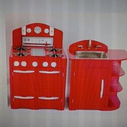 Pottery Barn Kids Retro Play Kitchen Stove And Sink Red