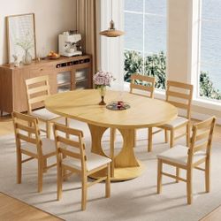 Brand New Adjustable Dining Table With 6 Wood Chairs 