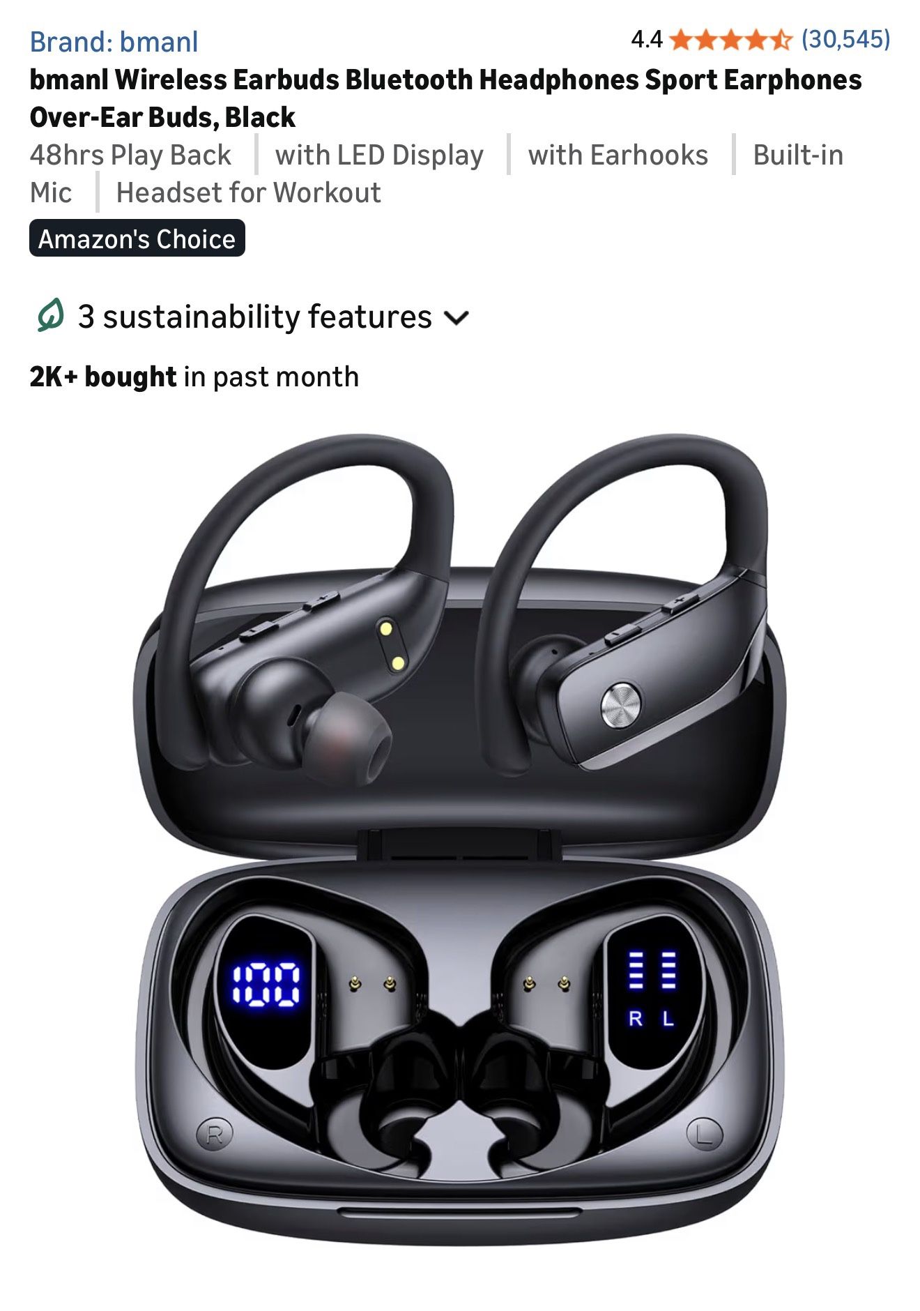 Wireless Earbuds Bluetooth Headphones Sport Earphones Over-Ear Buds