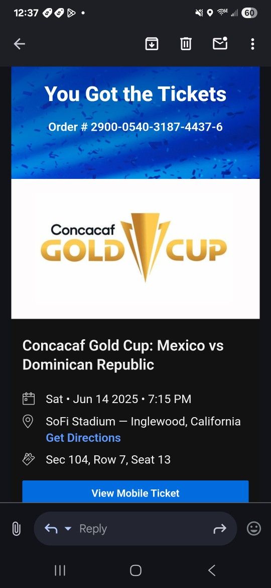 Ticket For The Game Today $130