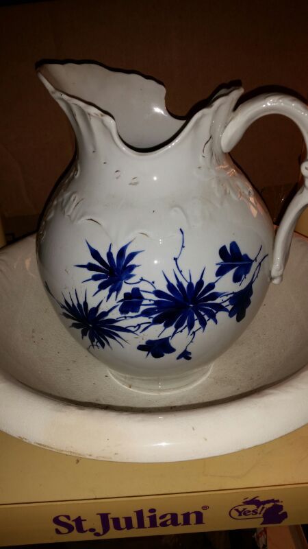 100 year old bone china pitcher and bowl