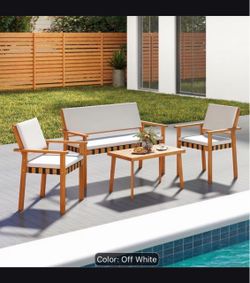 4-Piece Outdoor Patio Furniture Set Off White