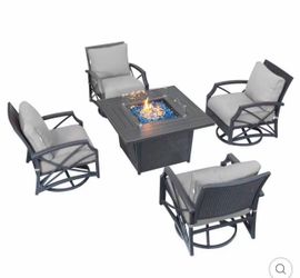 ETHAN 5-PIECE OUTDOOR FIRE PIT TABLE SET FOR PATIO