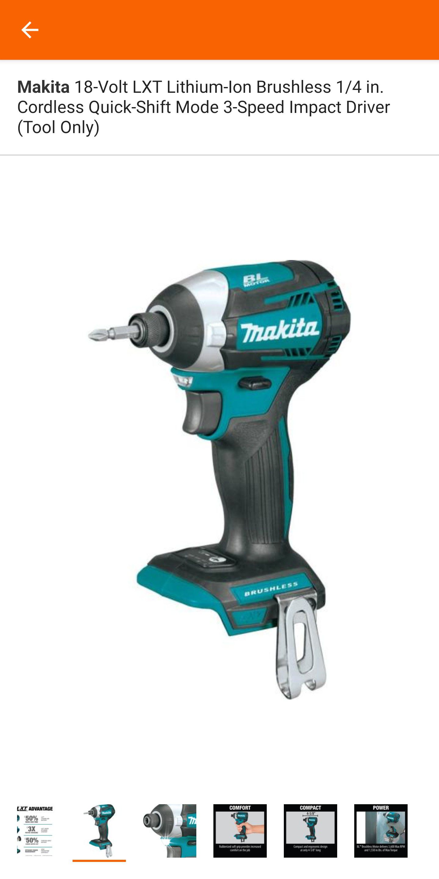 18-Volt LXT Lithium-Ion Brushless 1/4 in. Cordless Quick-Shift Mode 3-Speed Impact Driver (Tool Only)