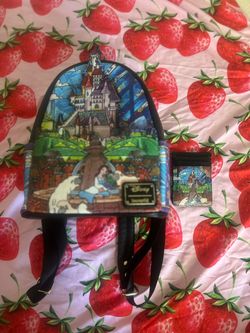 Beauty and the Beast Loungefly Disney  mini backpack and matching wallet
