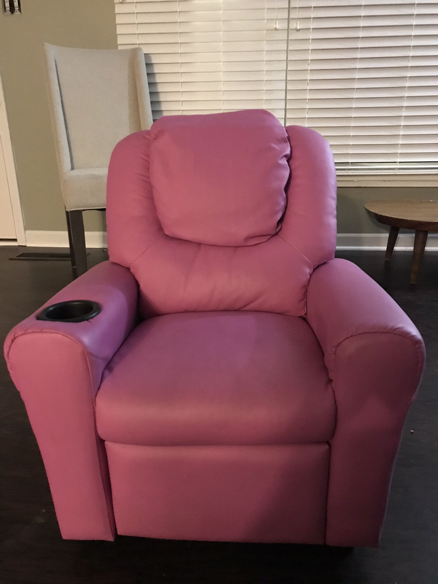 Pink faux leather recliner
