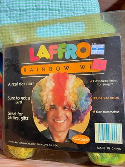 Vintage Fun World Laffro Rainbow Afro Wig