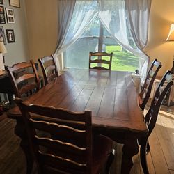 Solid Wood Dining Table Set – Handmade – 6 Chairs – Very Sturdy
