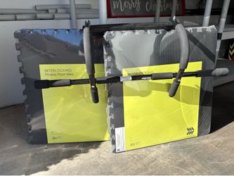 Pull-Up Bar and Interlocking Gym Tiles