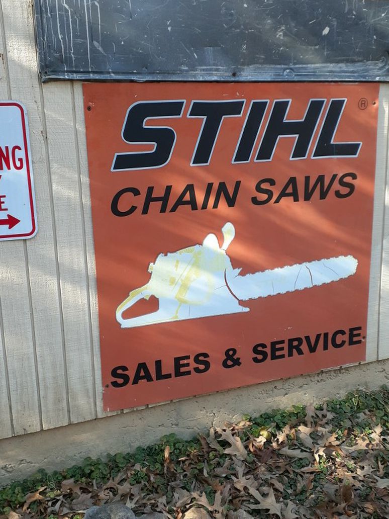 Stihl Chainsaw Metal Sign Vintage Large