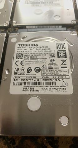 500GB Laptop Hard Drive SATA Toshiba HDD 2.5 7200RPM
