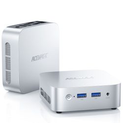 NIPOGI V1 Mini Desktop Computer, Intel n97, 16GB RAM, 512GB SSD, Silver, New