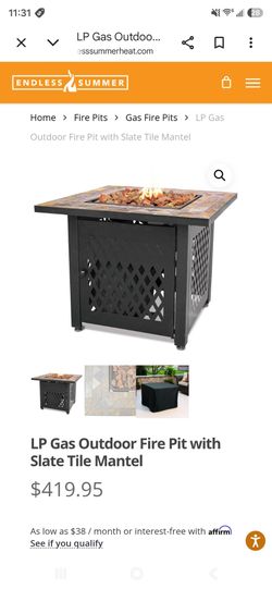 Endless Summer LP Gas Outdoor Fire Pit Table – Slate Tile – Propane Tank Included
