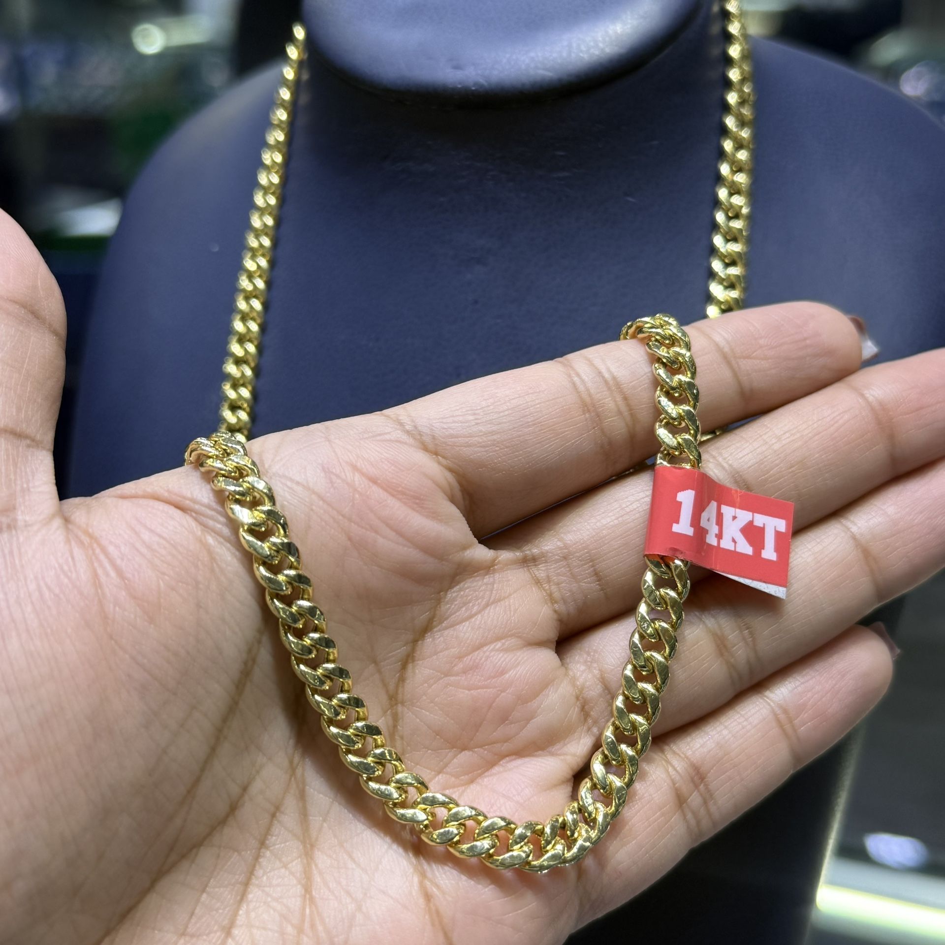 Real 14KT Miami Cuban Chain 6mm 24 Inches