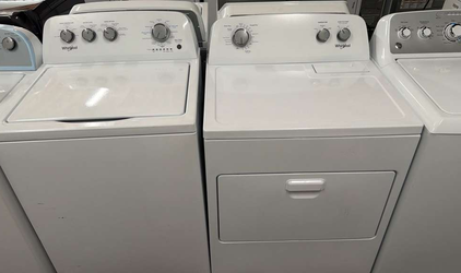 Whirlpool Top Load Washer + Electric Dryer Set – White, Simple Knob Controls