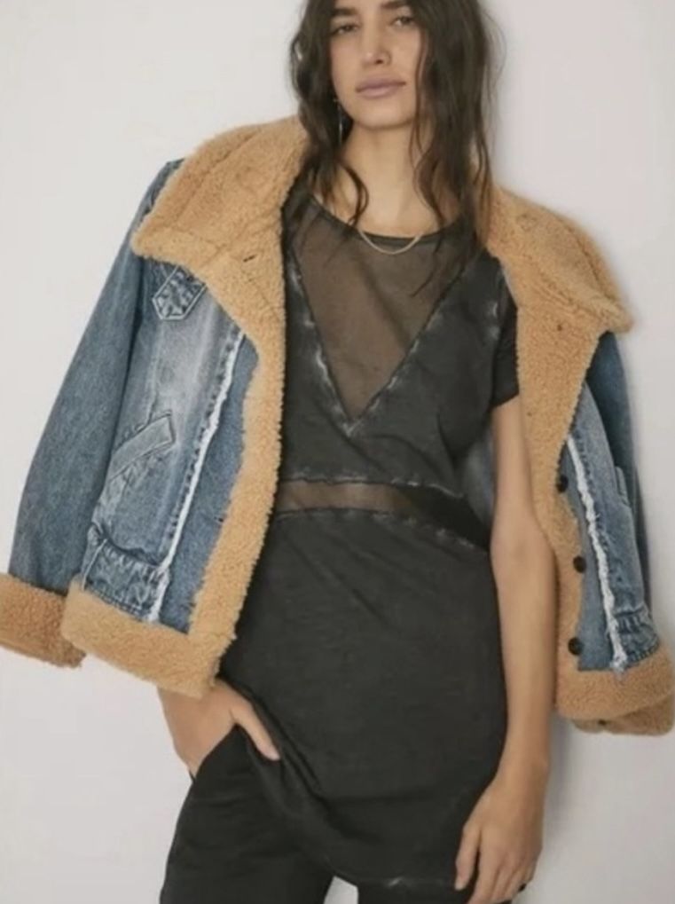 WE THE FREE by FREE PEOPLE Rylee Cozy Denim Moto Jacket NWOT