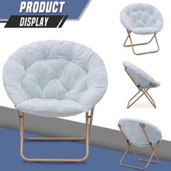 Foldable Oversized Moon Chair Large Soft Lazy Cozy Comfortable Faux Fur Round Saucer Moon Chairs(X101)