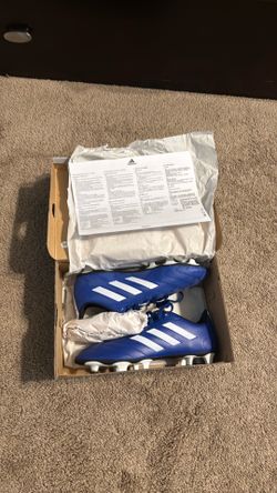 Blue Adidas, soccer cleats, size 6