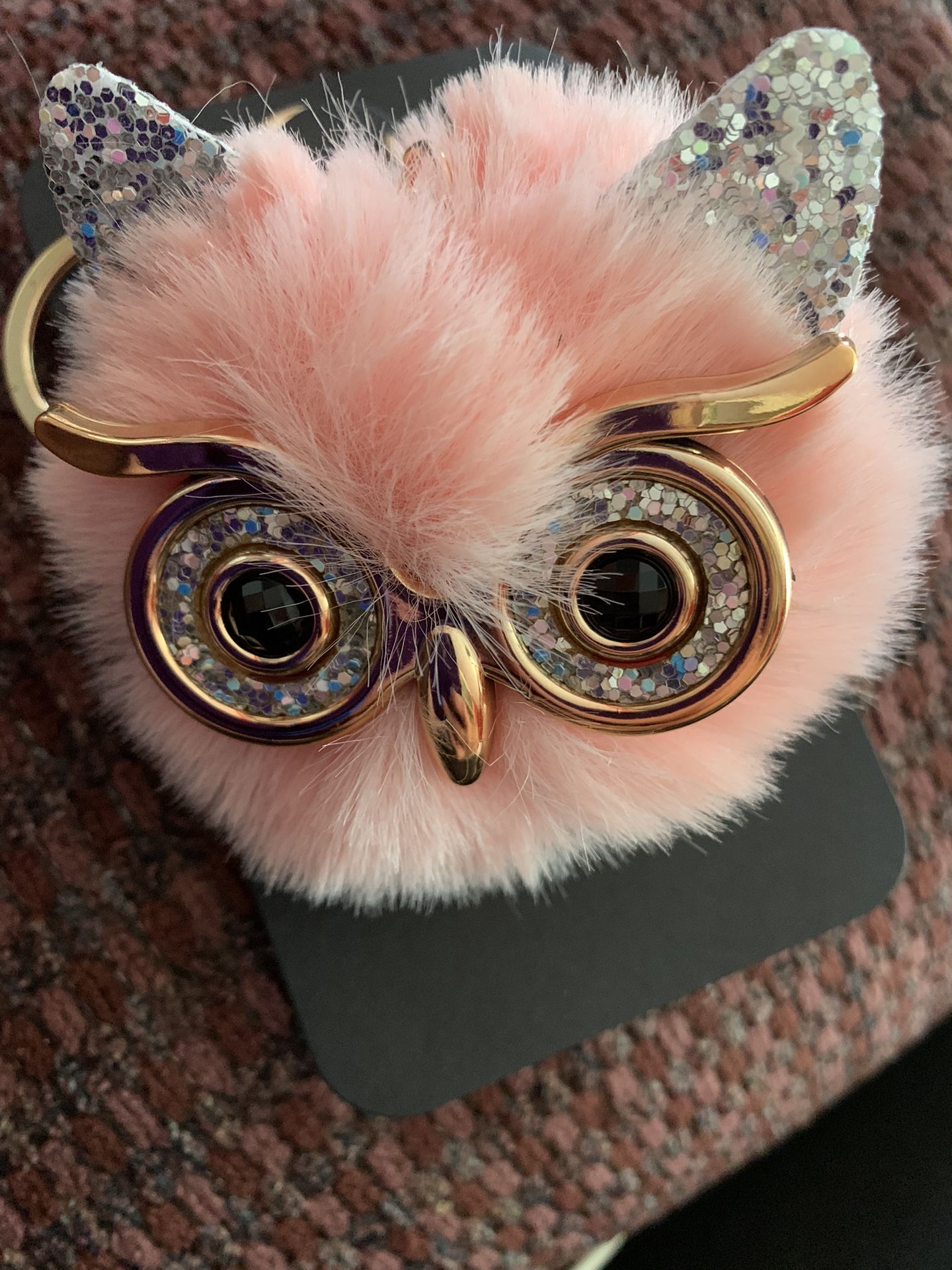 New Fuzzy & Sparkly Owl Keychain.