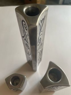 XON3 Decorative Metal Vase & Candle Holder Set, Handmade Style Modern Home Decor, Artistic Table Accent