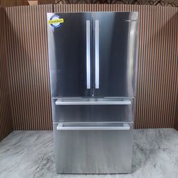 Bosch 36" 21 cu ft Smart Counter Depth French Door Bar Handle Refrigerator with Ice and Water (B36CL80SNS-D-0828)