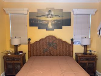 Rattan Wicker Bedroom Set with Nightstands