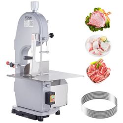Commercial Electric Meat Bandsaw 1500-Watts Stainless Steel Bone Saw Machine Frozen Meat Cutter, Silver